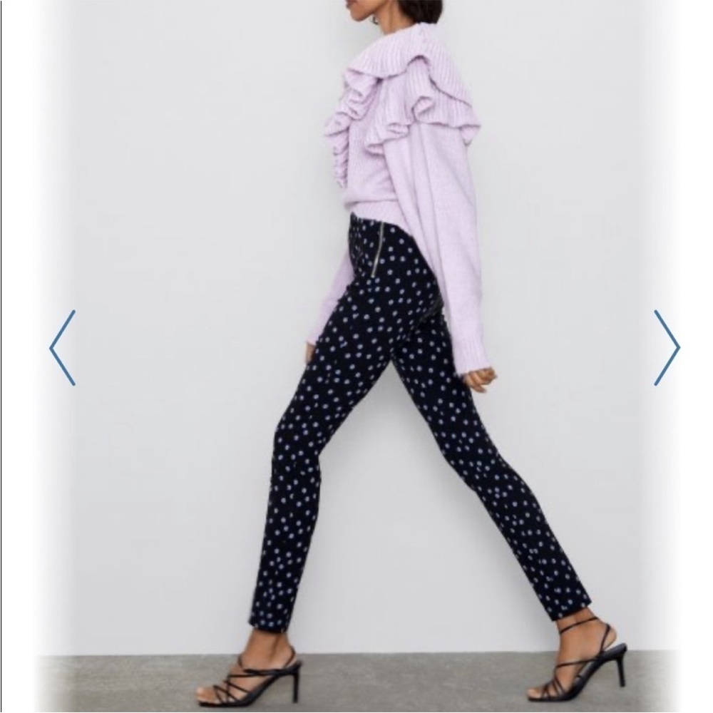 NWT Zara Floral Print Leggings rare HTF daisy stretch mod spandex high waisted - Picture 3 of 10